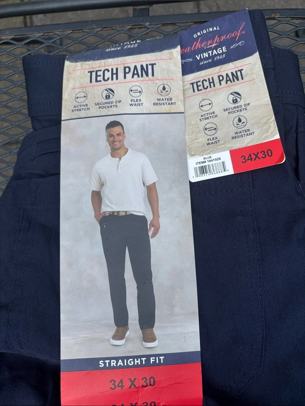 Weatherproof TECH PANT Straight Fit Navy Blue Tech Pant NWT size 34×30